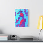 Retro Ice Cave Canvas Wall Art - Cool-Toned Glitch Winter Decor