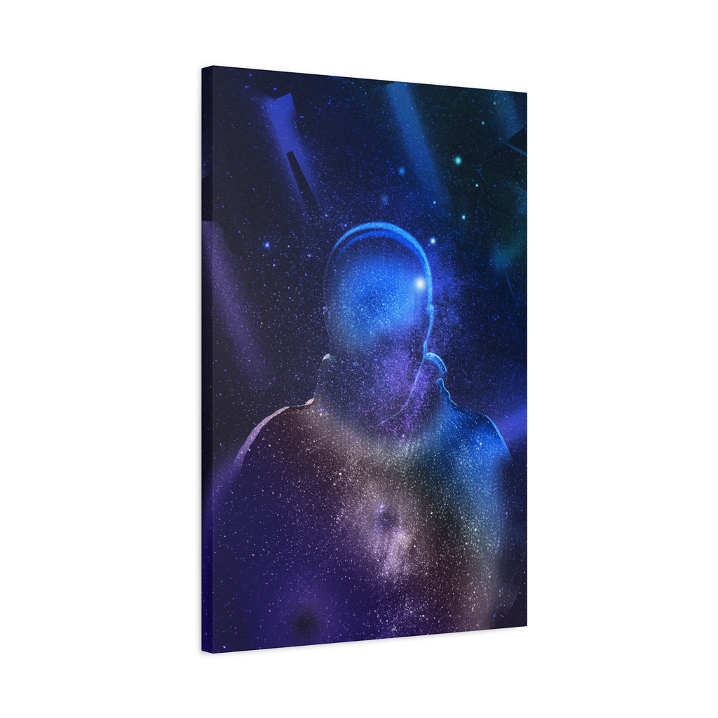 Figure in Space Canvas Wall Art - Cosmic Silhouette Decor