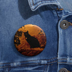 Spooky Cat in Tree Halloween Art Button