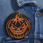 Neon Pumpkin Pin - Spooky Halloween Art Button