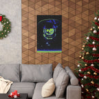 The Void of Space Matte Vertical Poste - Neon Skull Astronaut Art Print