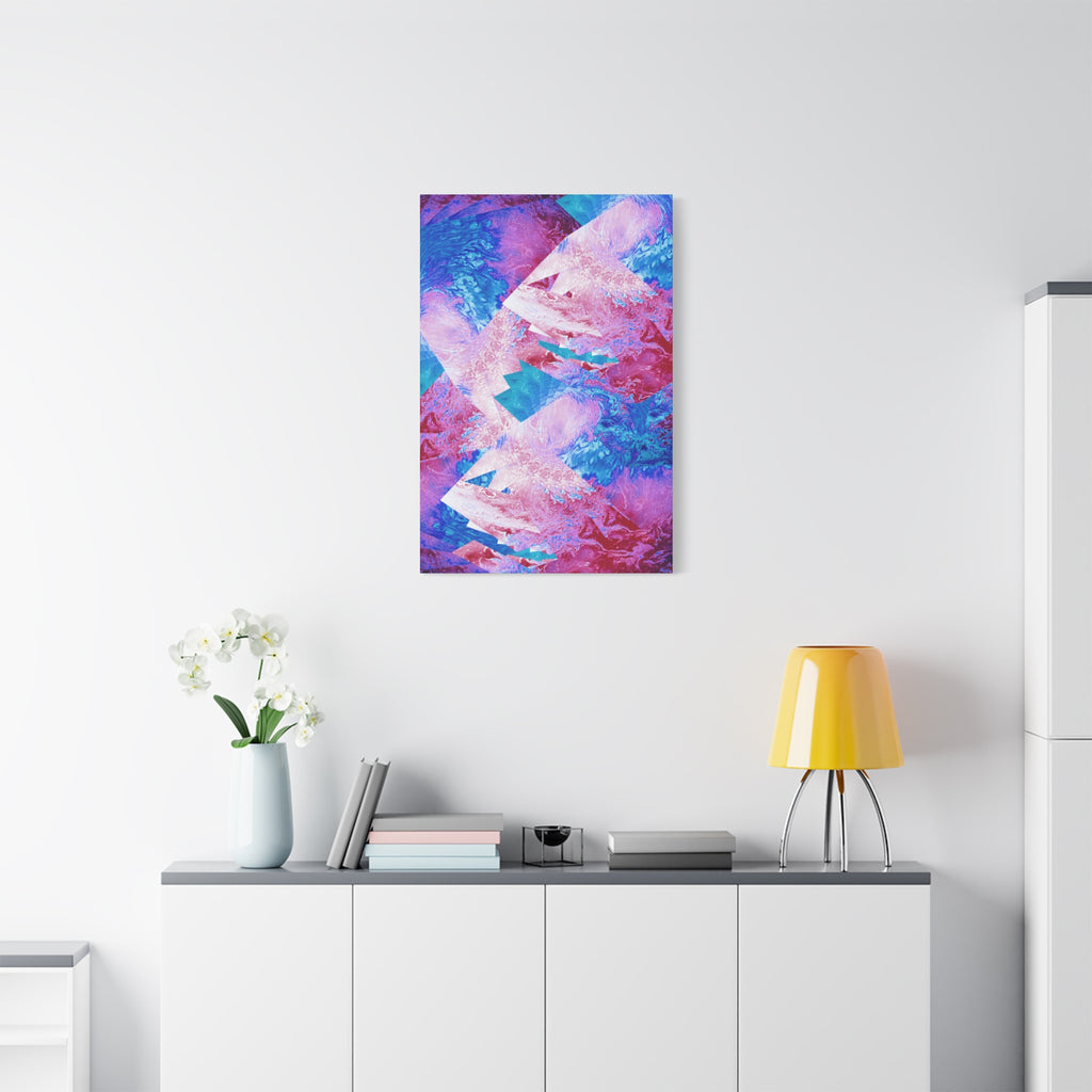 Trippy Pink and Blue Fractal Canvas Art | Surreal Abstract Sacred Geometry Wall Decor