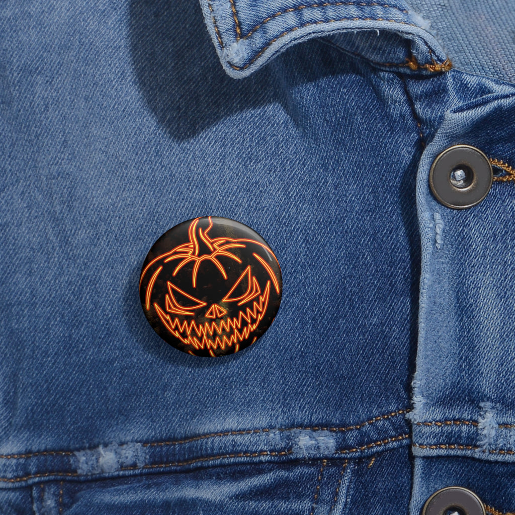 Neon Pumpkin Pin - Spooky Halloween Art Button