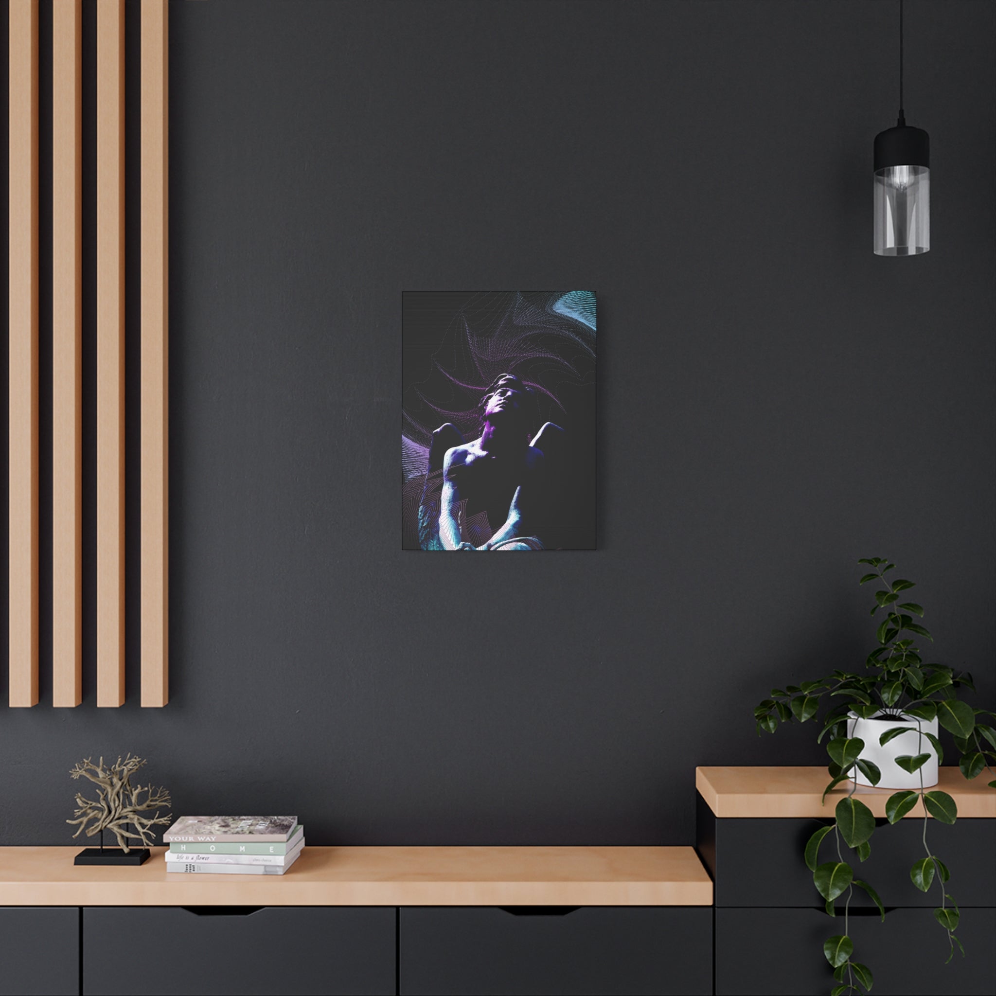 Skybound Canvas Wall Art - Surreal Angel Figure in the Clouds