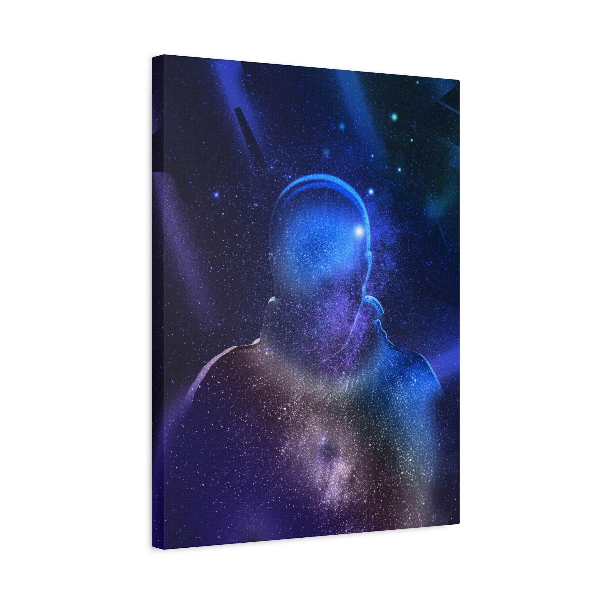 Figure in Space Canvas Wall Art - Cosmic Silhouette Decor
