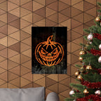 Neon Pumpkin Poster - Spooky Halloween Orange & Black Art Print