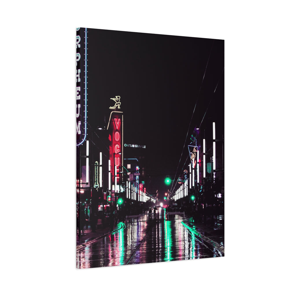 Cyberpunk Slick Street Canvas Wall Art - Neon Alley Decor