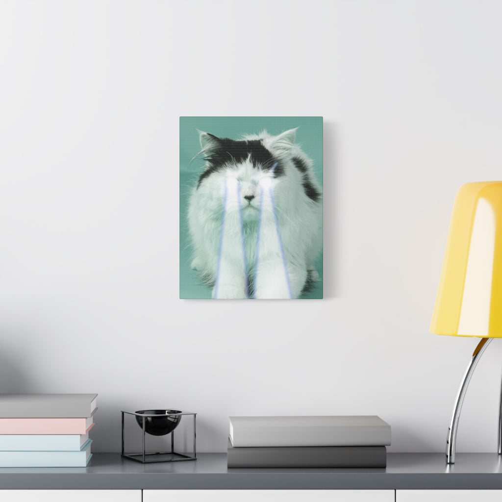 Laser Cat Canvas Wall Art - Funny Sci-Fi Space Feline Decor