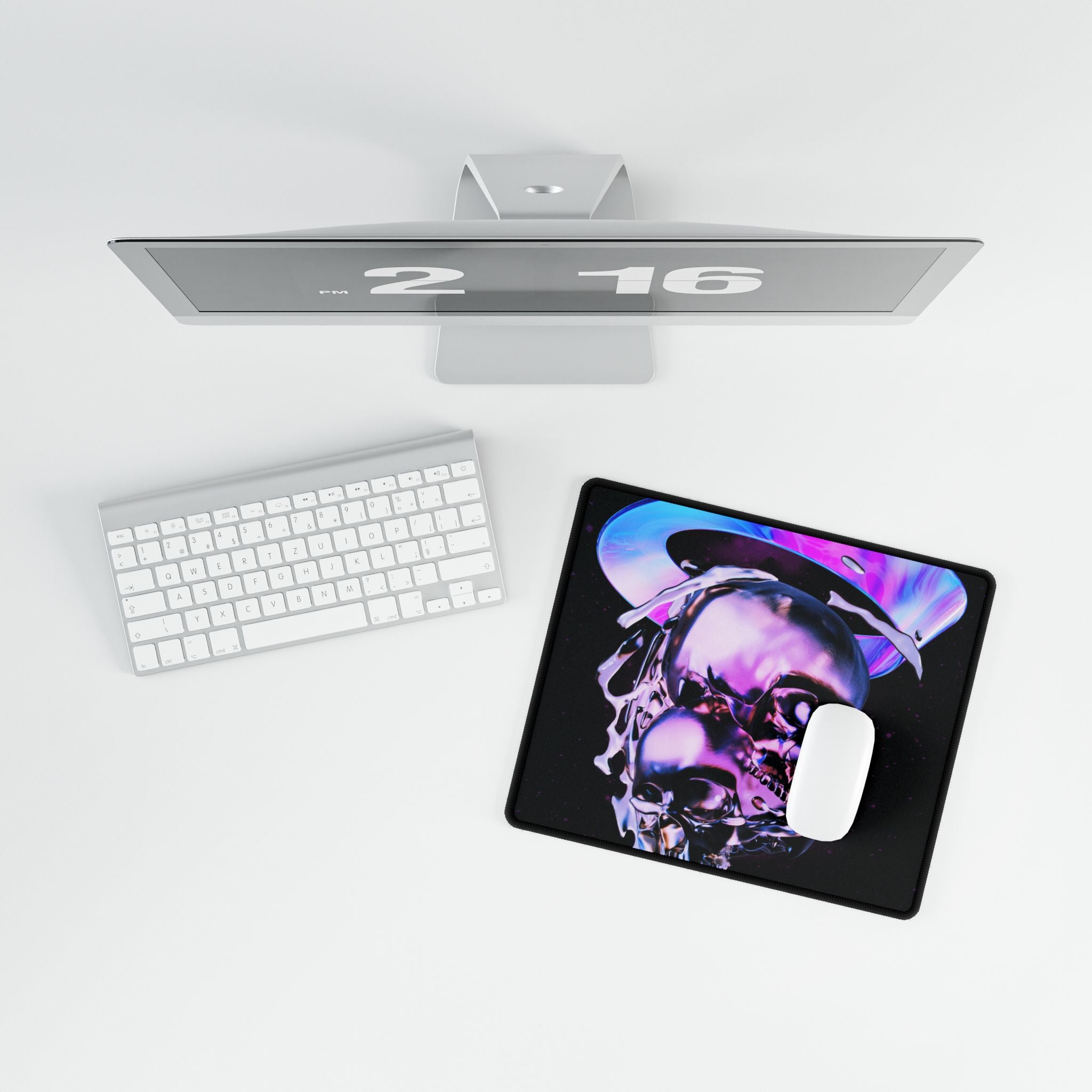 Melted Skeleton Skulls Desk Mat - Gothic Galaxy Mouse Pad