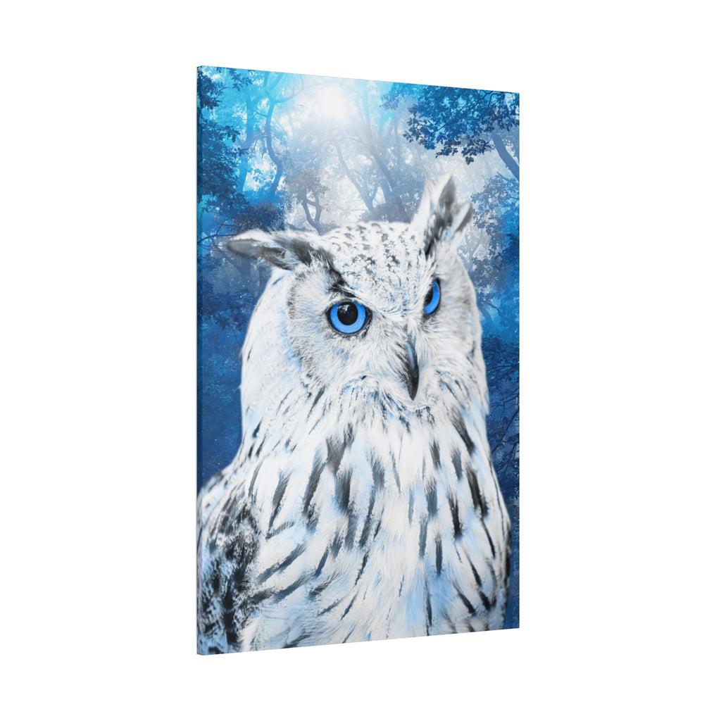 Frost Owl Canvas Wall Art - Winter Animal Fantasy Nature Decor