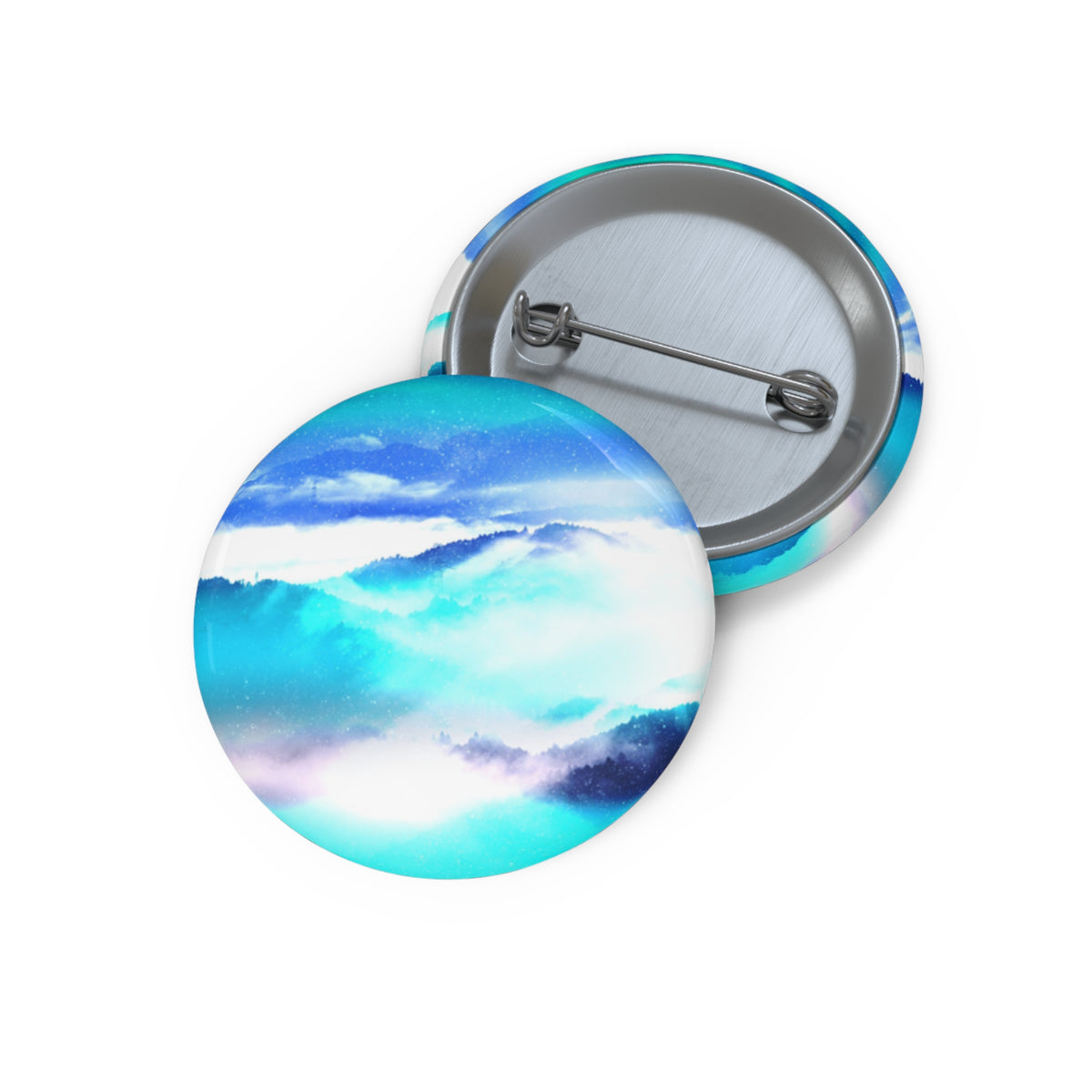 Starry Mountain Sky Pin - Aurora Borealis Art Button