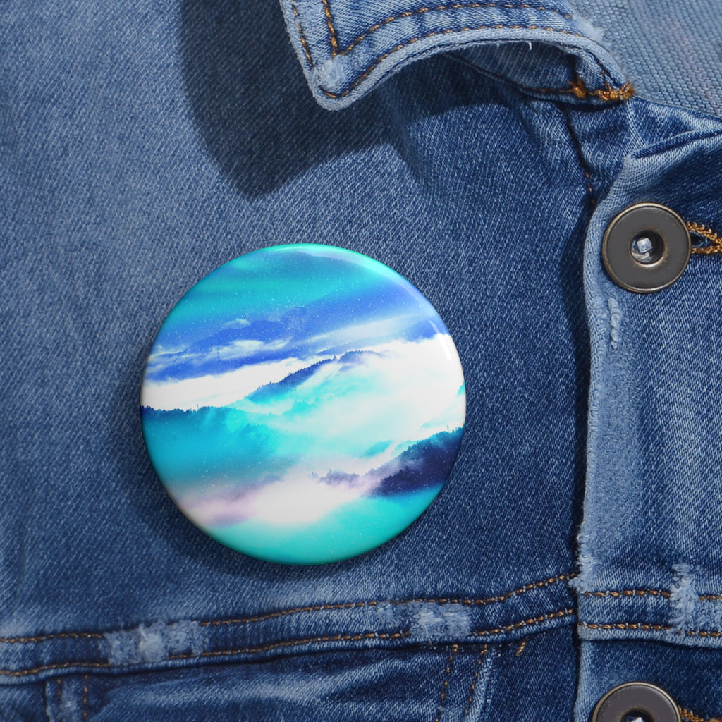 Starry Mountain Sky Pin - Aurora Borealis Art Button