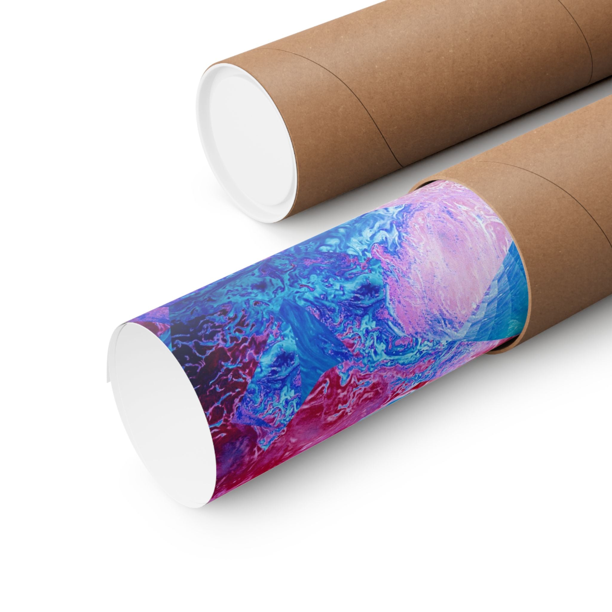 Trippy pink and blue Fractal Matte Poster Print