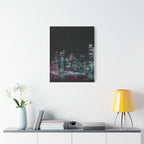 Cyberpunk Harbor Canvas Wall Art - Futuristic Sci-Fi City Decor