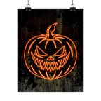 Neon Pumpkin Poster - Spooky Halloween Orange & Black Art Print