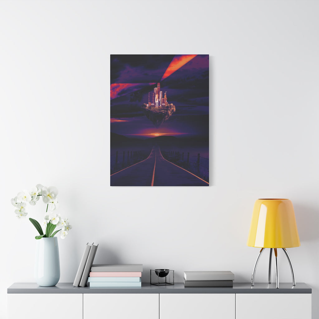 Abandoned City Canvas Wall Art - Sci-Fi Desert Ruins Decor
