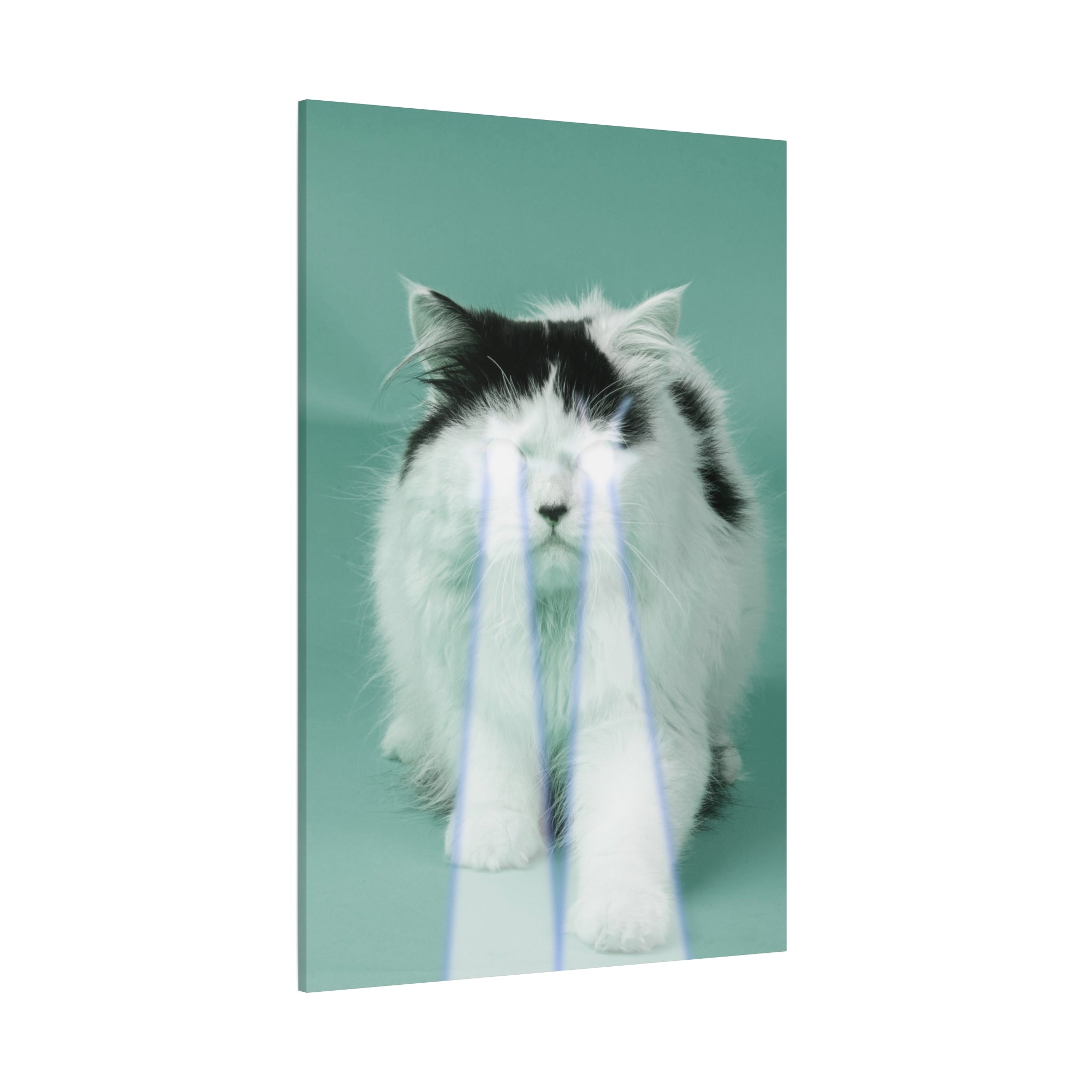 Laser Cat Canvas Wall Art - Funny Sci-Fi Space Feline Decor