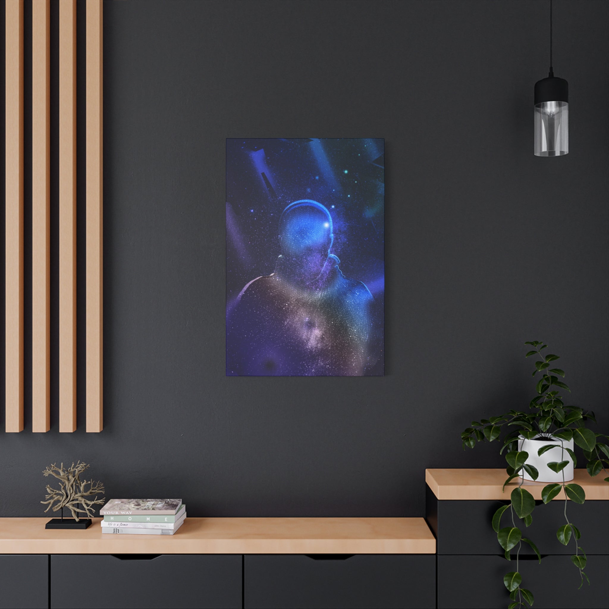 Figure in Space Canvas Wall Art - Cosmic Silhouette Decor