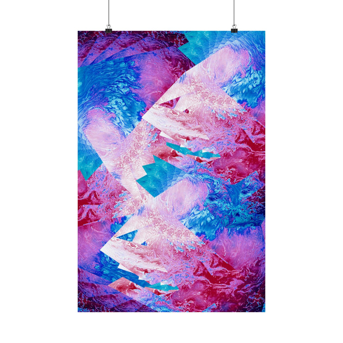 Trippy pink and blue Fractal Matte Poster Print