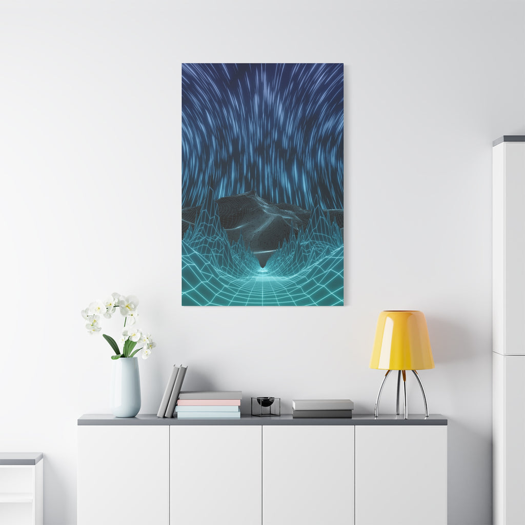 Cyber Wave Escape Canvas Art - Futuristic Neon Synthwave Decor