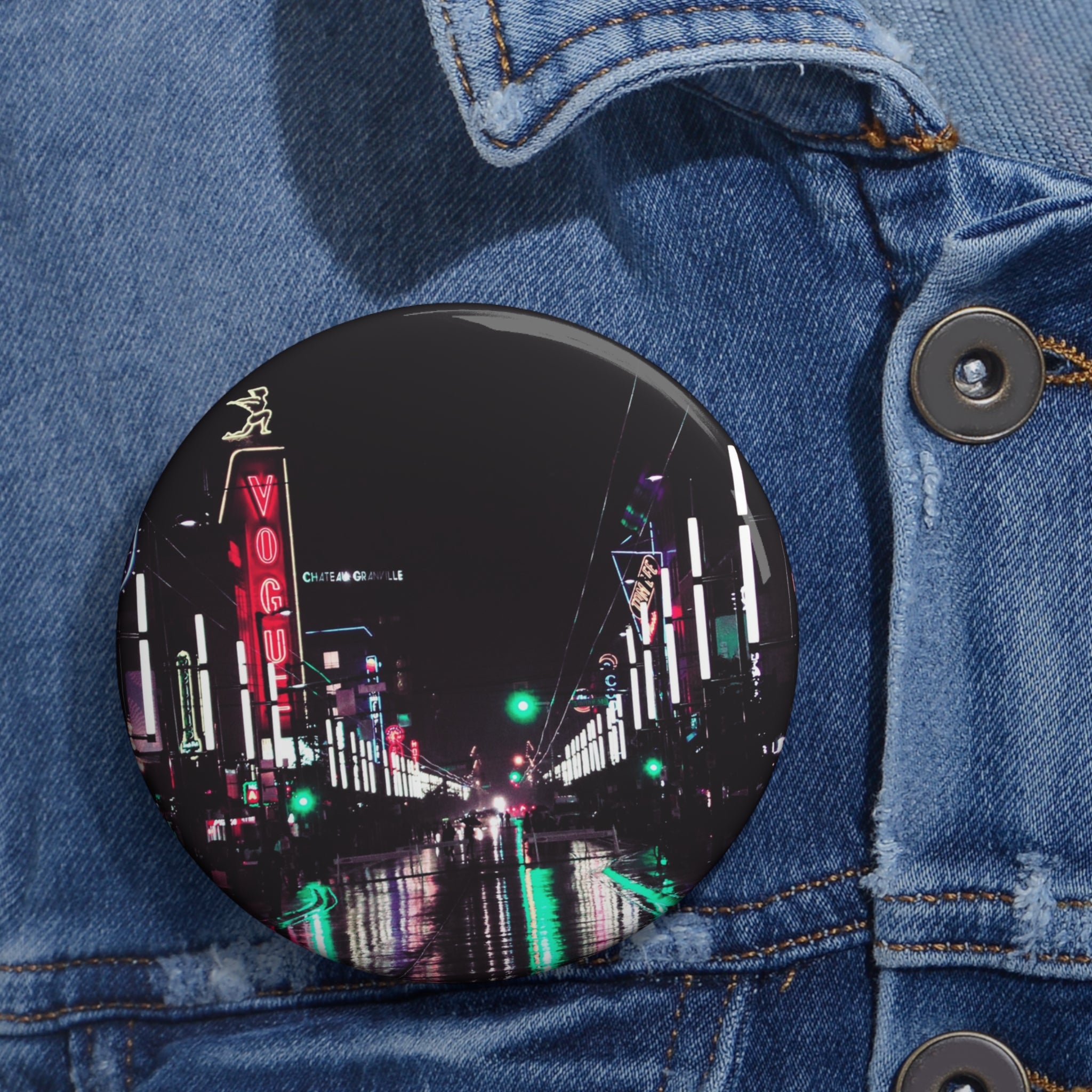 Cyberpunk Slick Street Pin - Neon Alley Art Button
