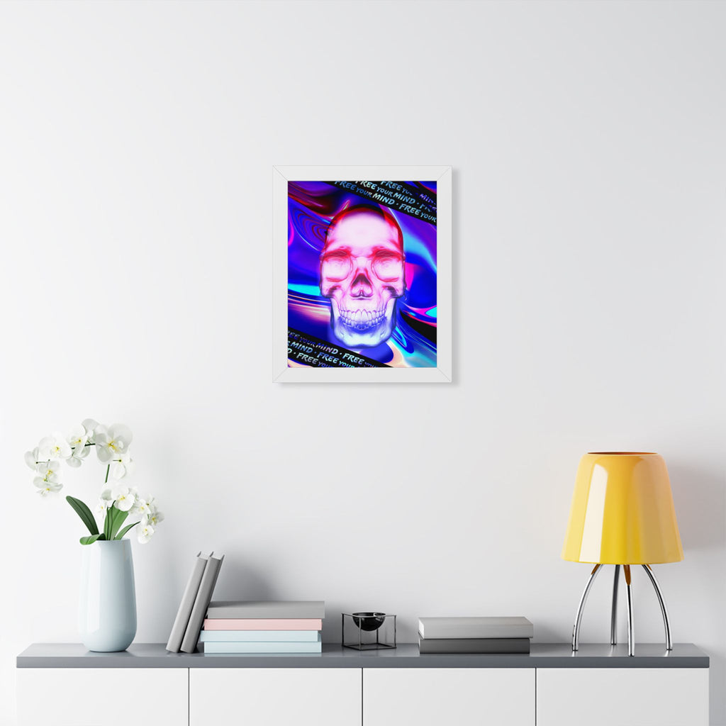 Free Your Mind Framed Poster - Psychedelic Skull Wall Art