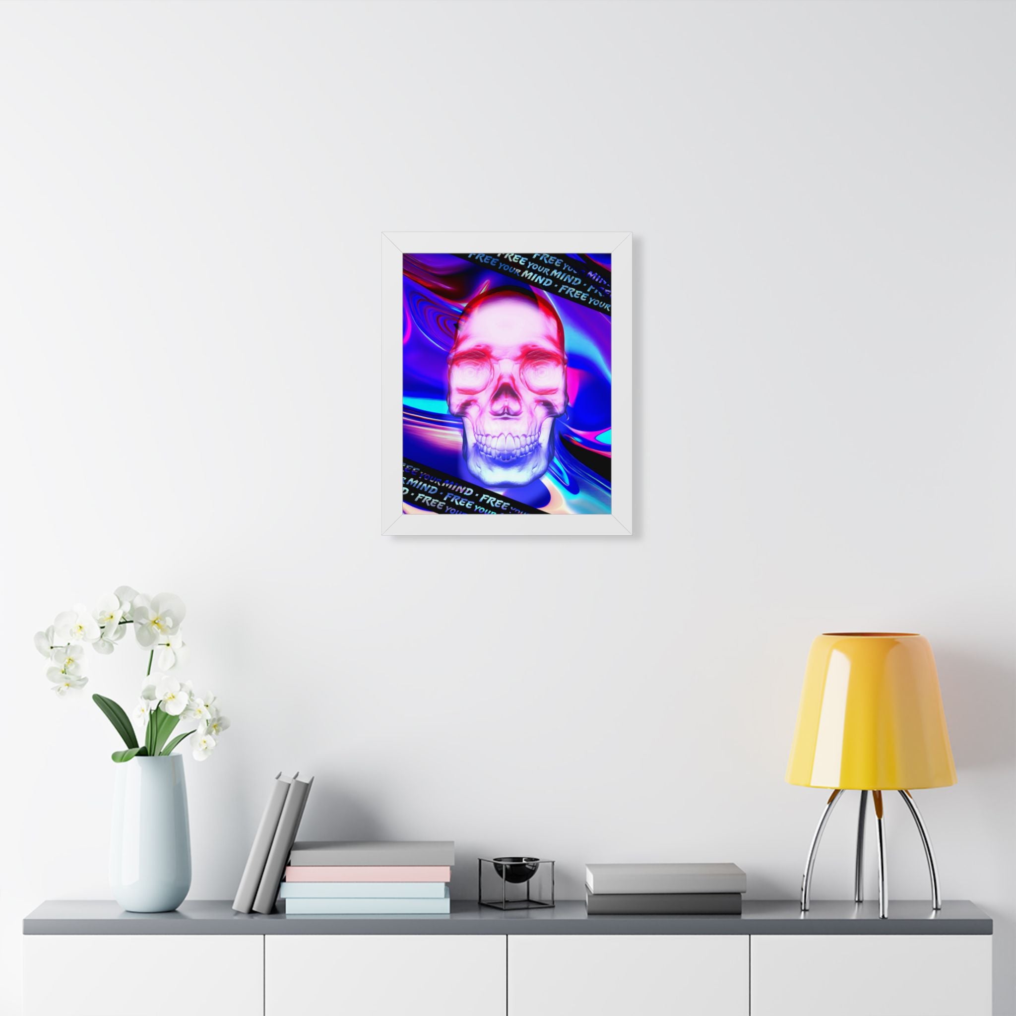 Free Your Mind Framed Poster - Psychedelic Skull Wall Art