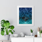 Cyber Wave Escape Framed Poster - Synthwave Neon Wall Art