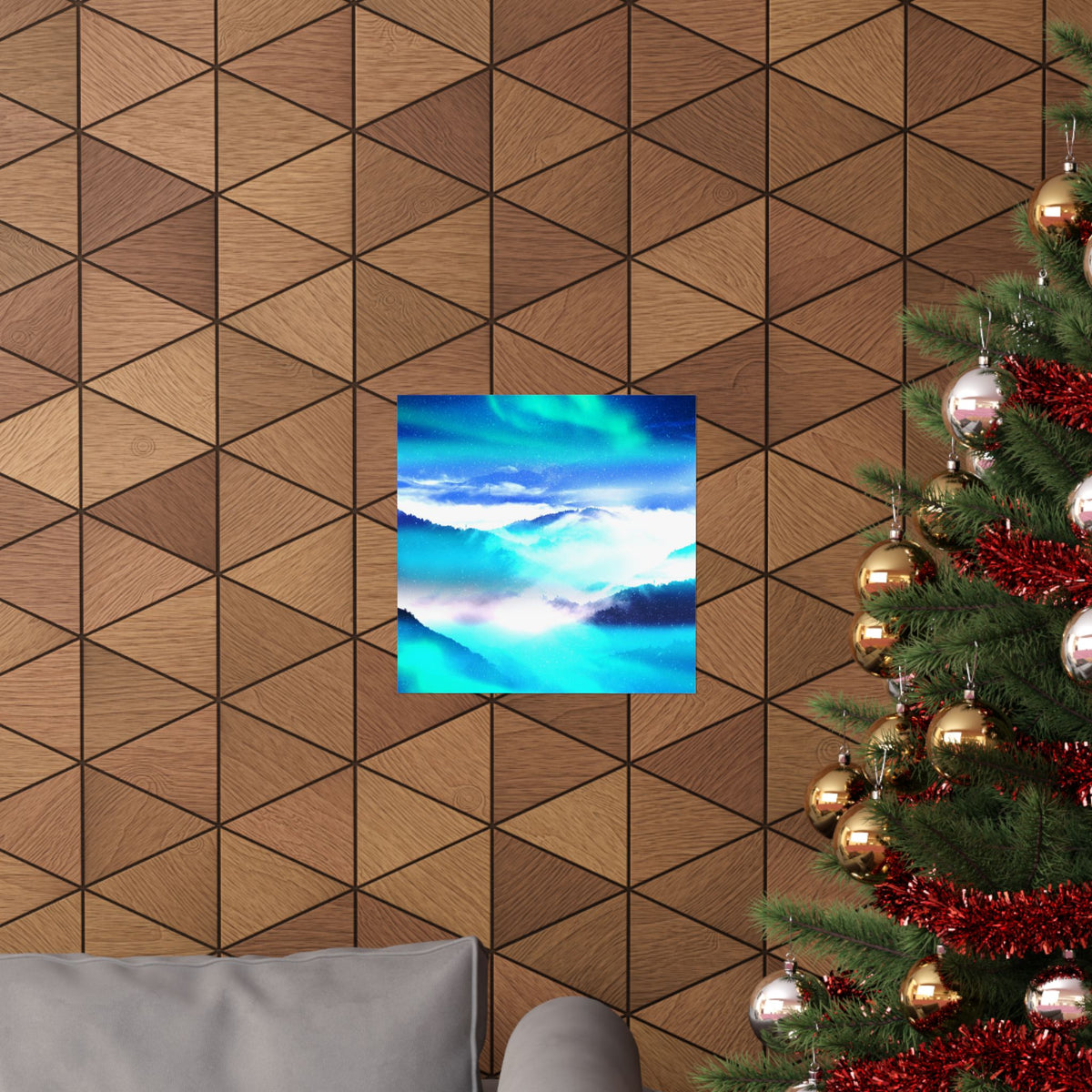 Starry Mountain Sky Poster - Aurora Borealis Art Print