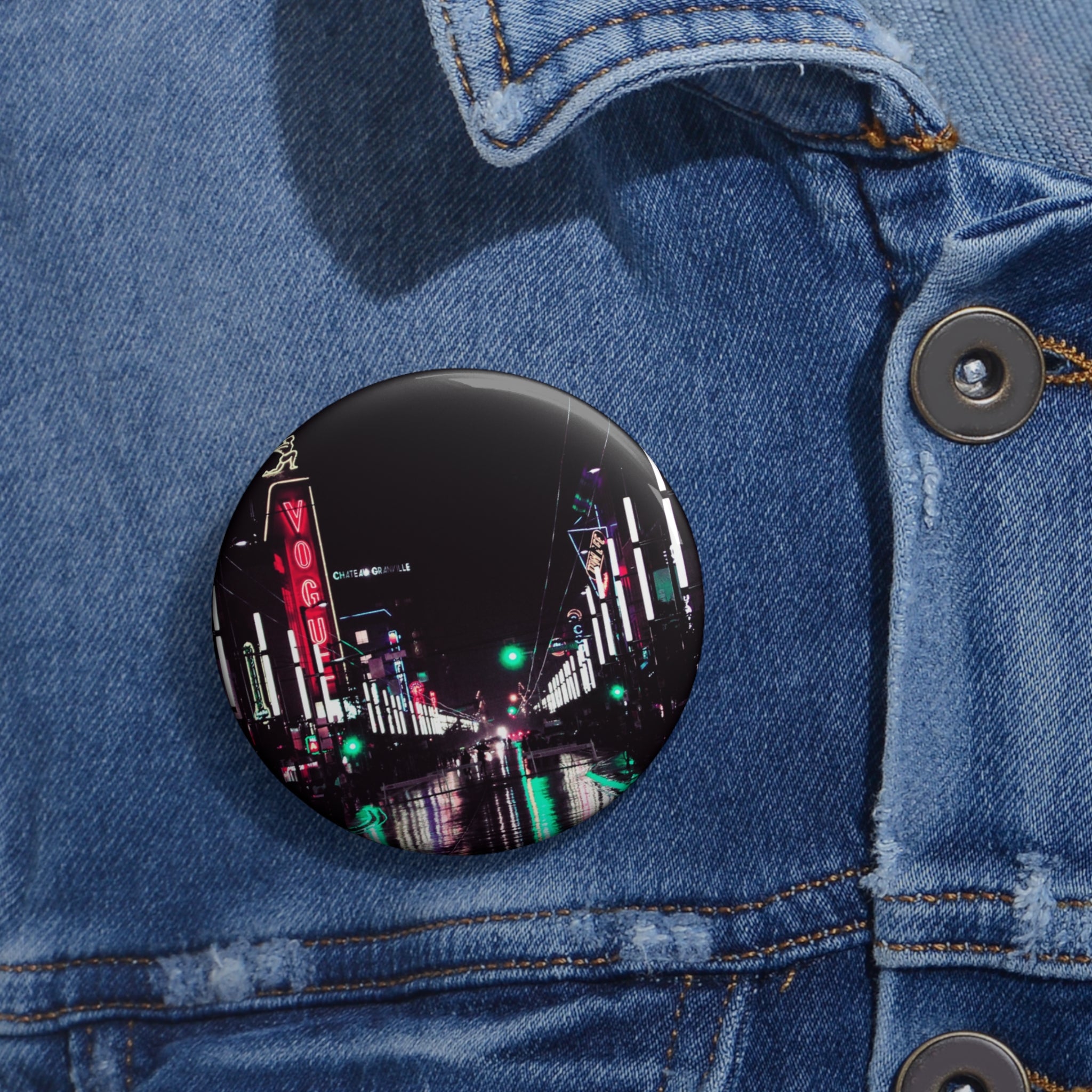 Cyberpunk Slick Street Pin - Neon Alley Art Button