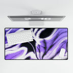 Purple Night Desk Mat - Swirling Black Abstract Mouse Pad