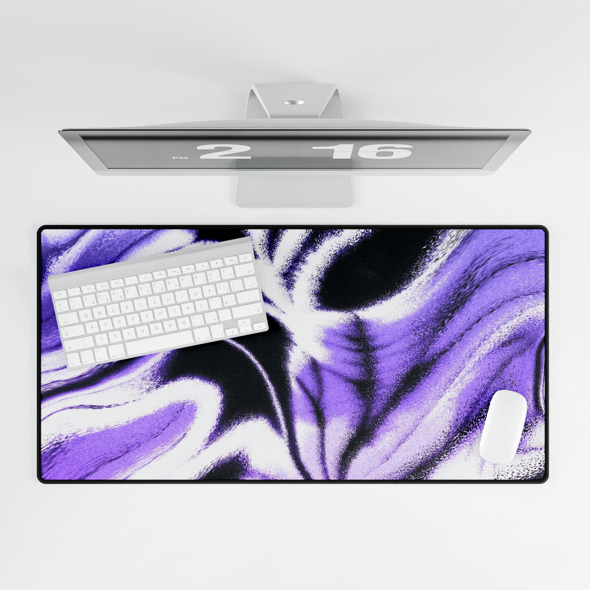 Purple Night Desk Mat - Swirling Black Abstract Mouse Pad