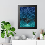 Cyber Wave Escape Framed Poster - Synthwave Neon Wall Art