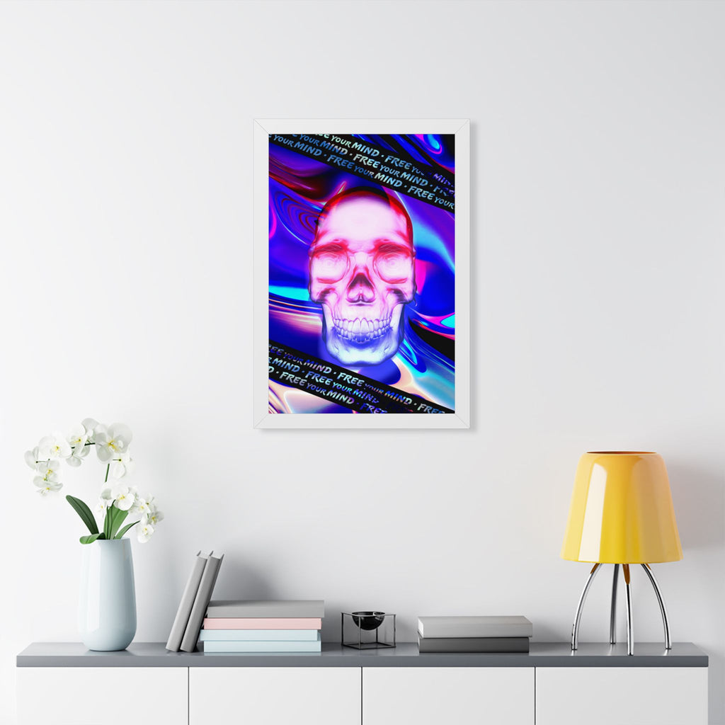 Free Your Mind Framed Poster - Psychedelic Skull Wall Art