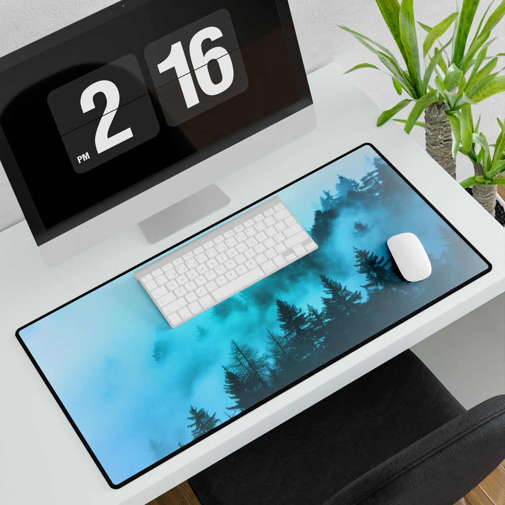 Blue Mountain Fog Mouse Pad - Misty Landscape Desk Mat