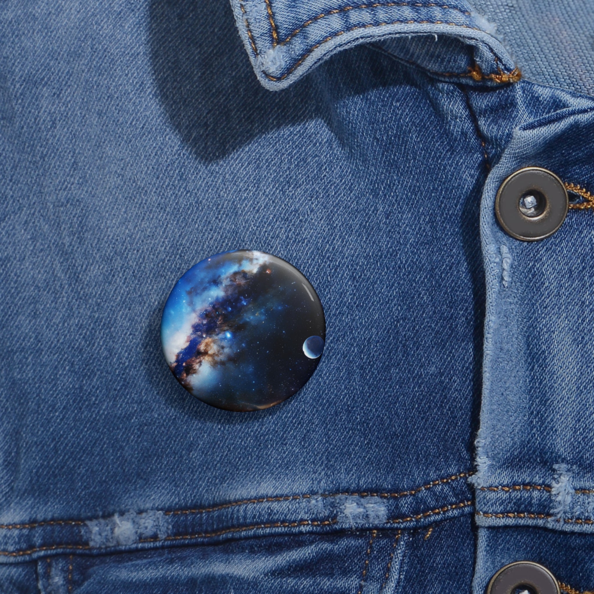 Space Sunrise Pin - Cosmic Nebula Art Button