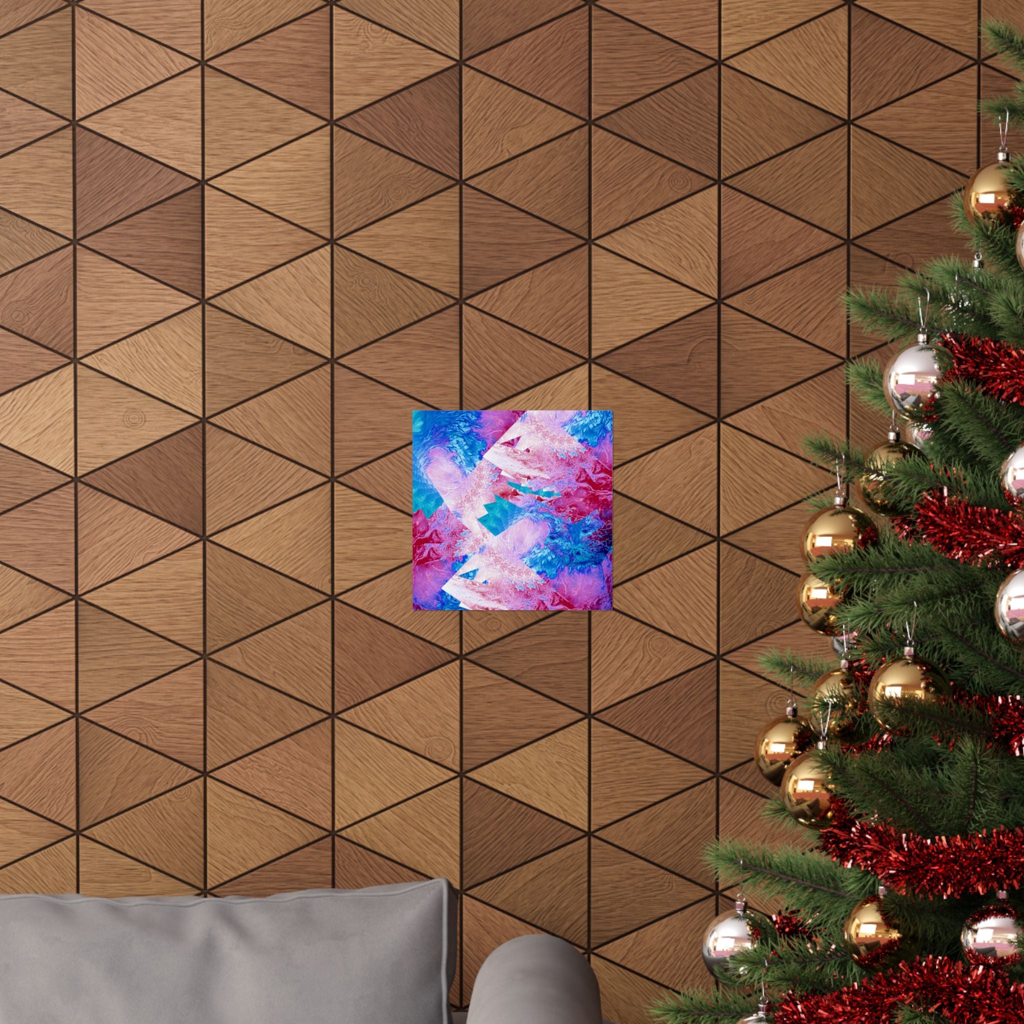 Trippy pink and blue Fractal Matte Poster Print