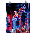 Japanese City Punk FX.2 Koi Attack Poster - Neon Cyberpunk Art Print