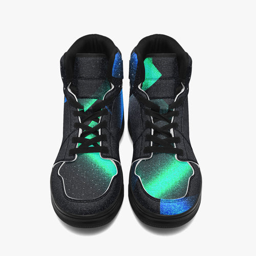 Cyberpunk High-Top Sneakers - Dark Abstract Techno Art