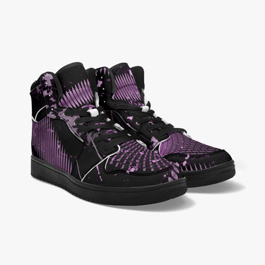 Eye of the Lost High-Top Sneakers - Black & Purple Abstract Art by Kiyo Arts