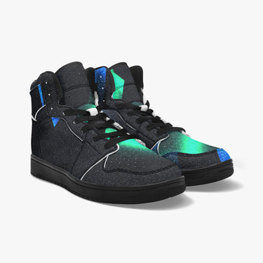 Cyberpunk High-Top Sneakers - Dark Abstract Techno Art by Kiyo Arts